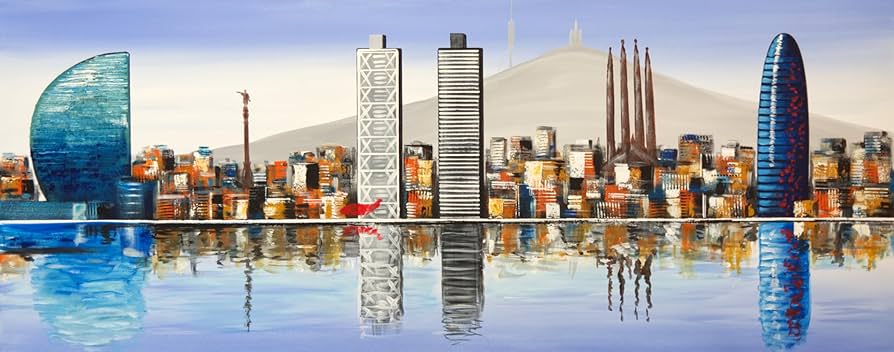 Barcelona nightlife skyline